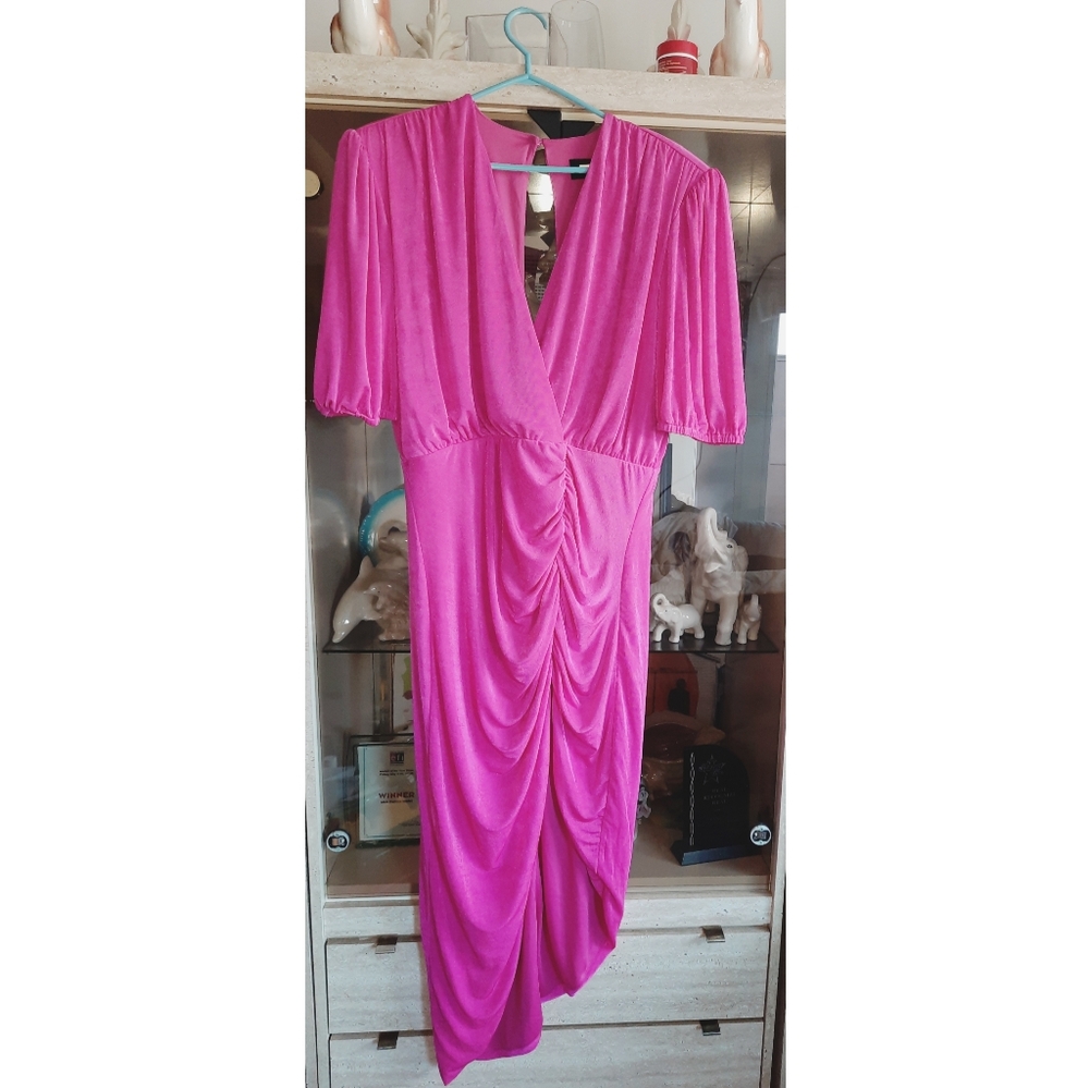 Fashion Asymmetric Ruched Midi Dress